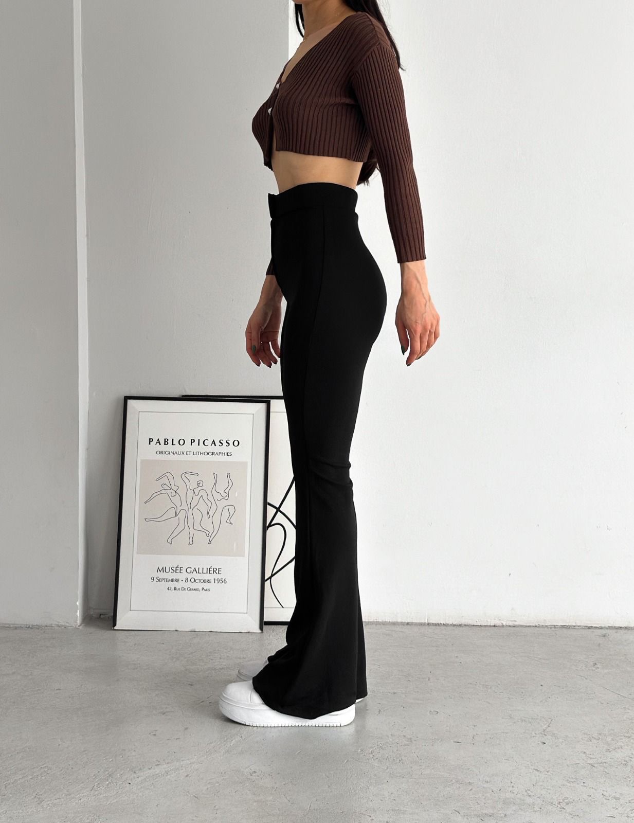 İspanyol Paça Likralı Krep Pantolon