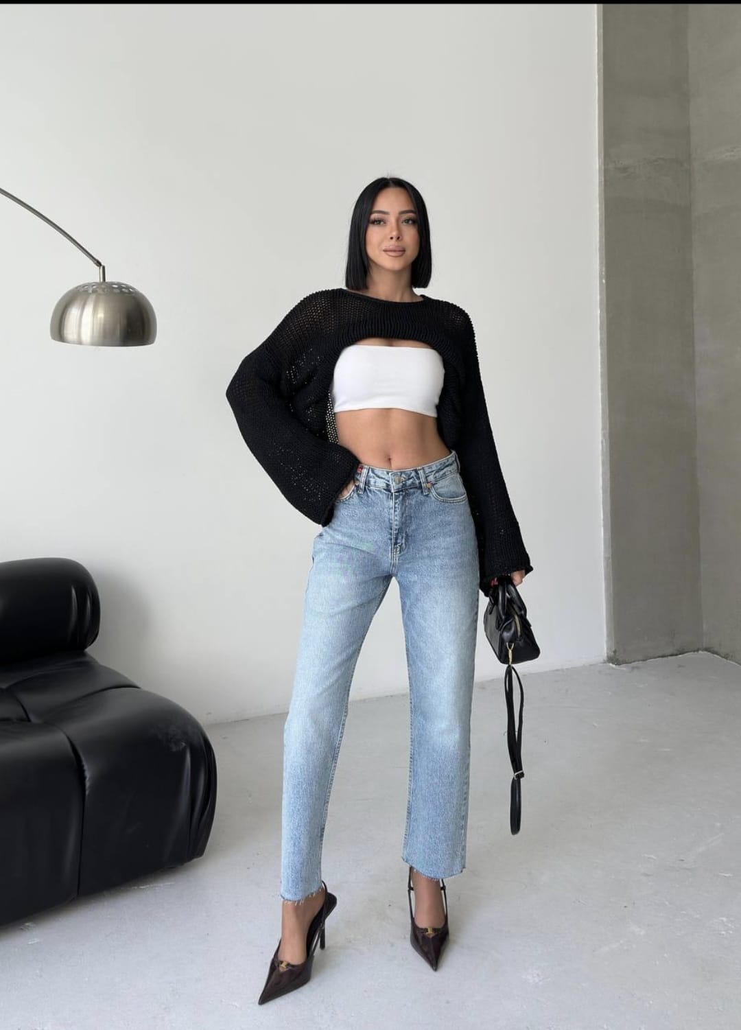 Kesik Paça Likralı Kot Pantolon – Lacivert & Yıkamalı Mavi